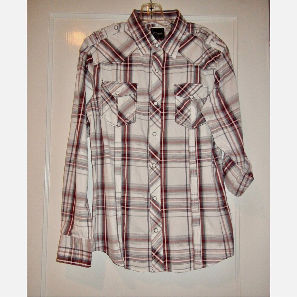 NWOT 7 Diamonds Western Plaid Shirt